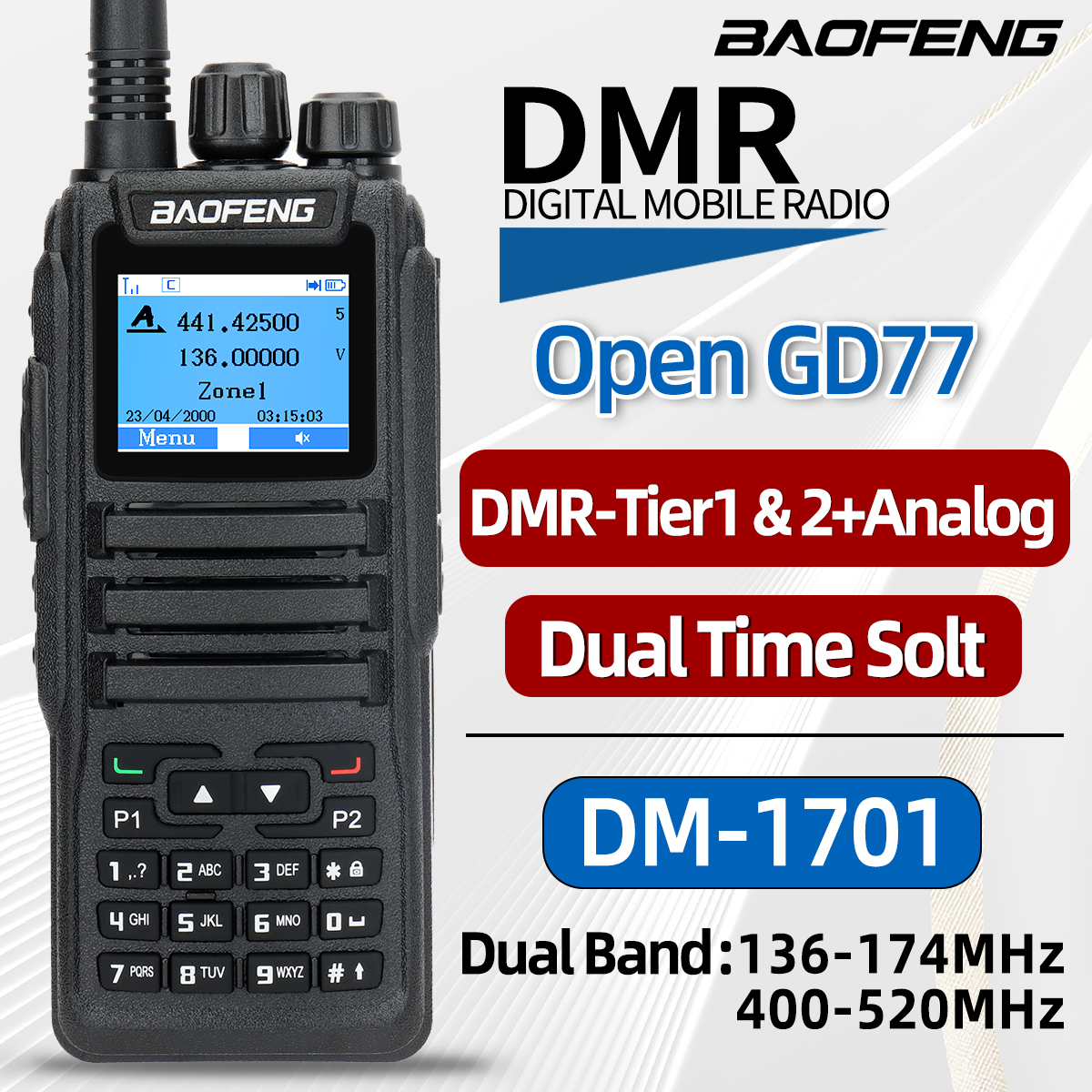 Baofeng DM-1701 walkie talkie dmr Funkgerät Dual Bandtier i Tier II Dual Time Slot Digital Poste Radio Amateurfunk