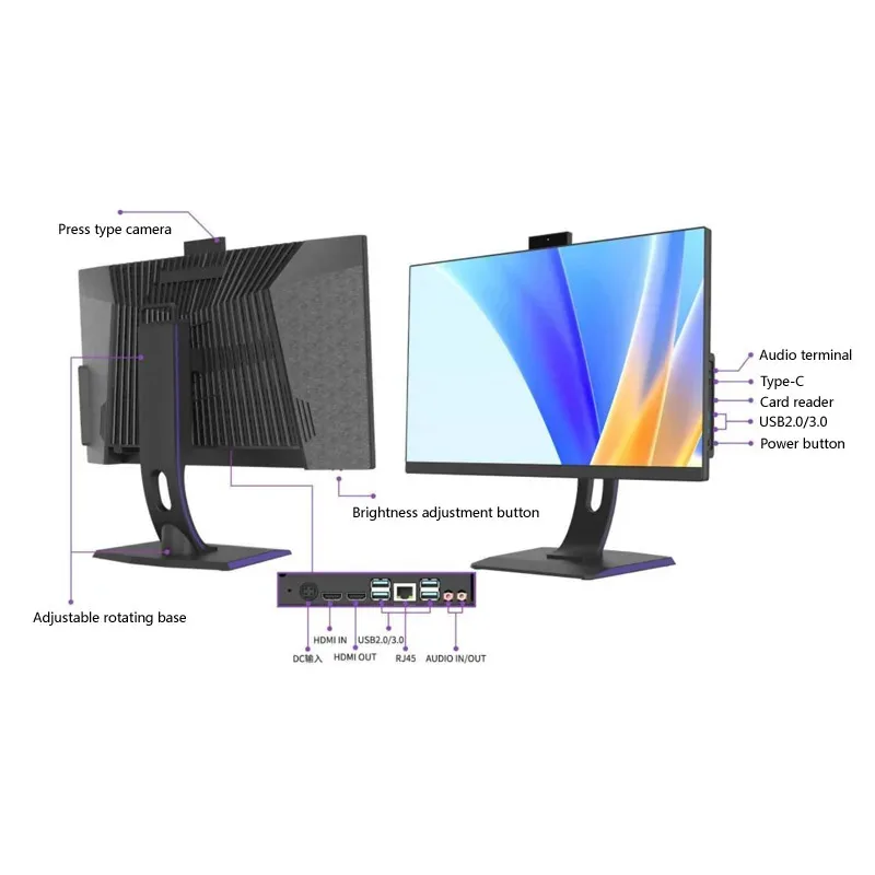 27 pulgadas Curve Core I3 I5 I7 I9 20 computadora para juegos pantalla táctil paralela escritorio todo en una PC