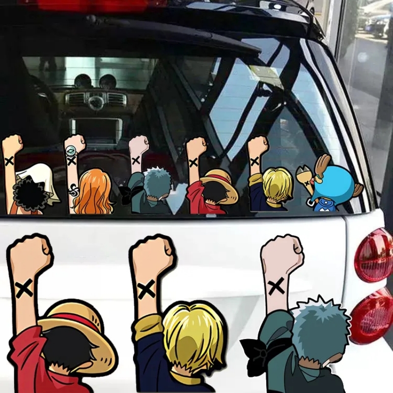 Pegatinas de Anime de una pieza para coche, pegatinas reflectantes e impermeables de dibujos animados, Luffy, Joe, baspolo