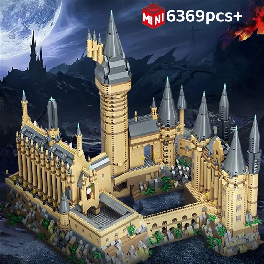 New Magic Castle Micro Building  Blocks Light Up Street View Architecture Creative MOC Model Kit  Kids Christmas Birthday Gifts