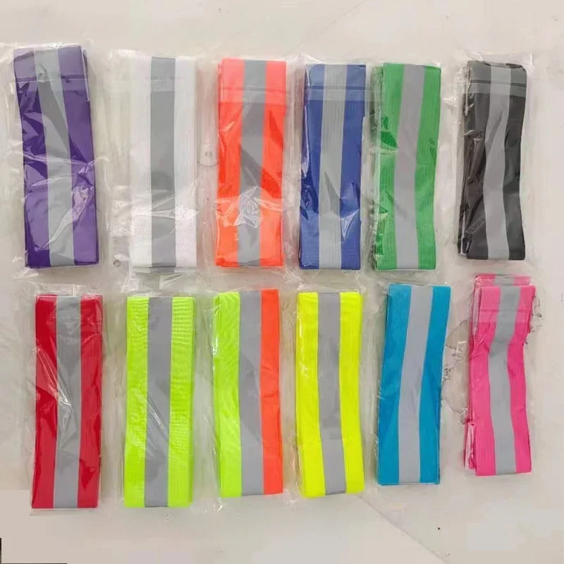 Elasticated สร้อยข้อมือความปลอดภัยสะท้อนแสงกีฬากลางแจ้งวิ่งขี่จักรยาน Jogging คําเตือนเทปสะท้อนแสงสายรัดข้อมือ