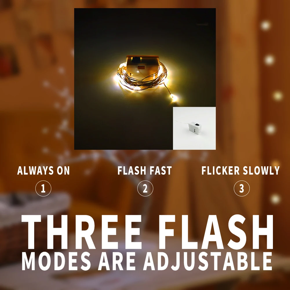 20 Stück DIY LED-Leuchten 2 m 20 LEDs 3 Modi Batterie Warmweiß Multi-String-Beleuchtung Geburtstage Weihnachtsgeschenk Dekorationen für den Urlaub