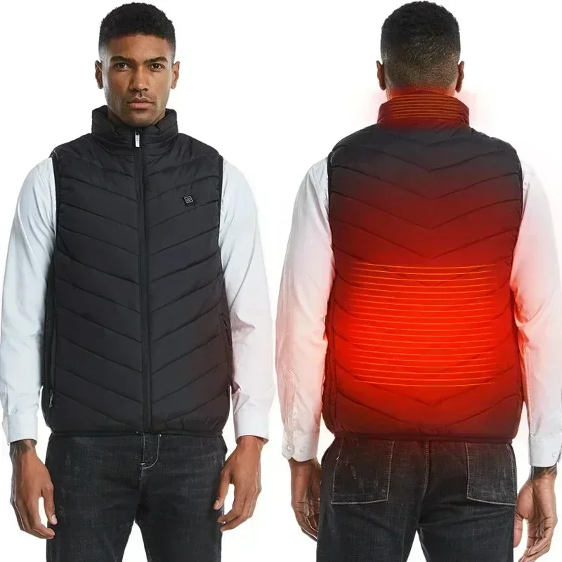 Men's Winter 27 Zone Heating Vest Jacket USB Smart Electric Sleeveless Jacket Self-heating Clothes Women's Snow Warm Padded Coat