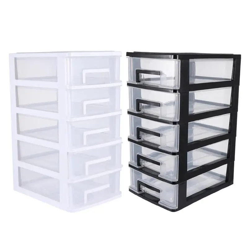 1pc  5/4/3/ Layer Clear Plastic Storage Cabinet Drawer Type Closet Desktop Storage Case Tiered Sundries Organizer Storage Box