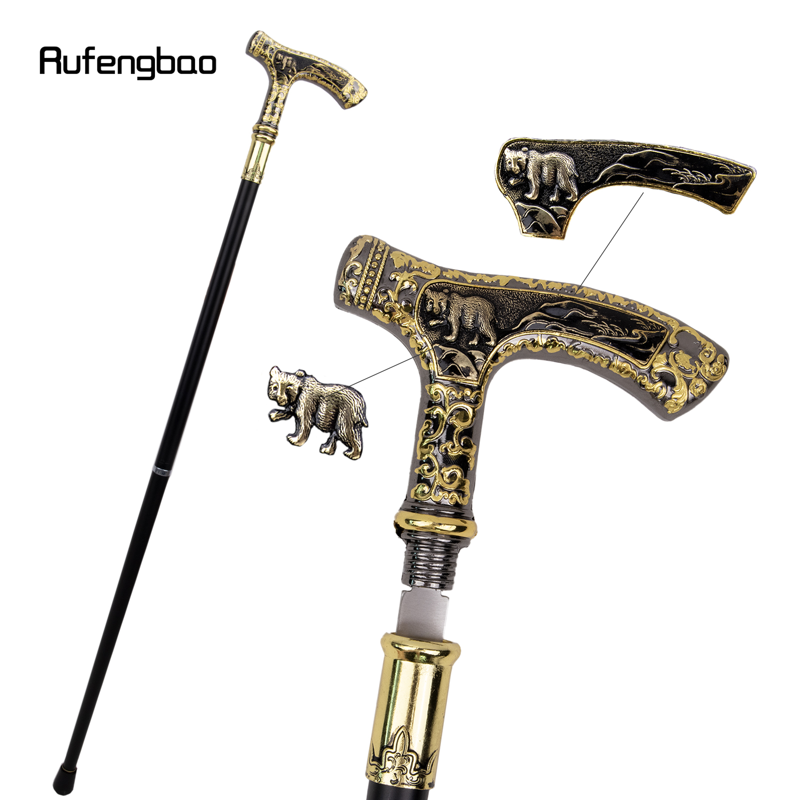 動物の杖,90cm,ゴールド,ブラック,クマ,イーグル,オオカミ,ヤギ,インテリア,非接触,自己防衛,ファッション