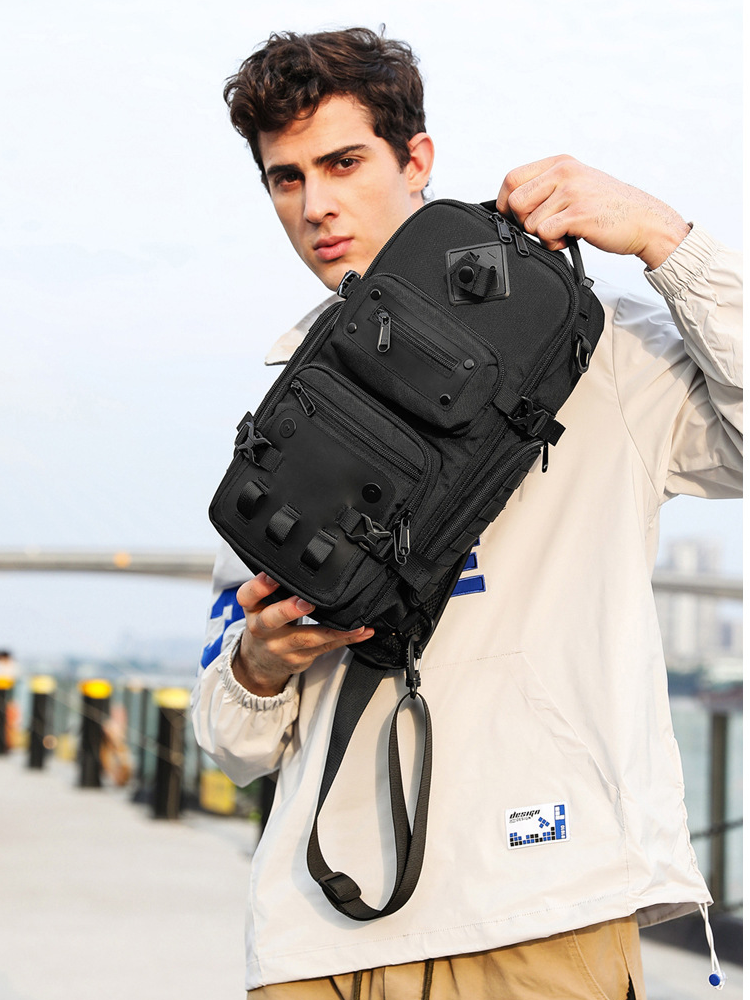 Bolsa Transversal OZUKO Impermeável para Viagens Curtas Estilo Urbano em Tecido Ox io com Forro de Poliéster e F d...