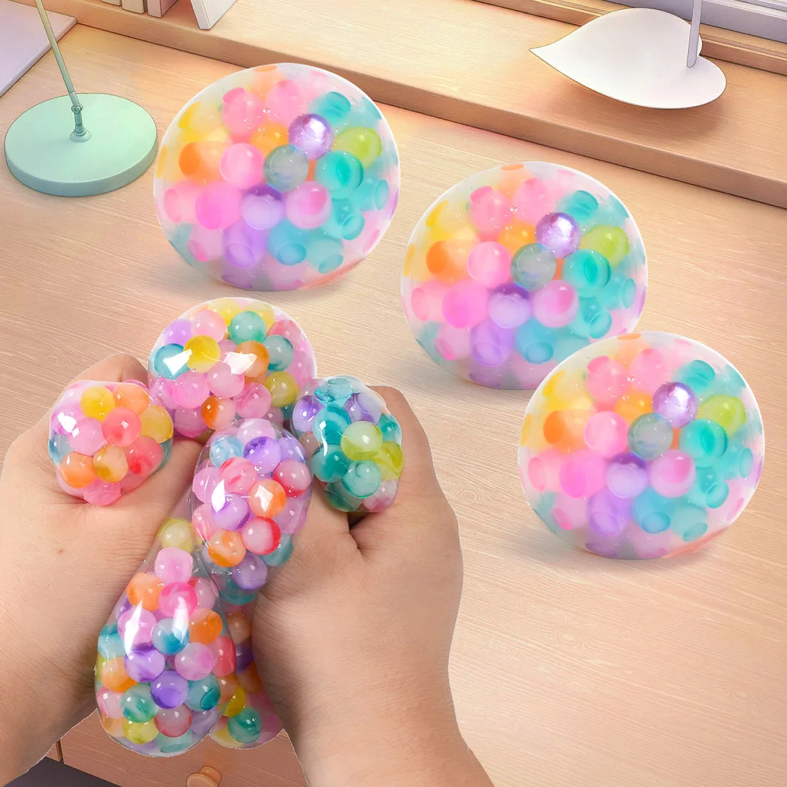 6 センチメートル子供エキゾチックピンチ虹ビーズ減圧ボールベントボール減圧おもちゃ TPR ピンチルブドウボール大人のおもちゃ