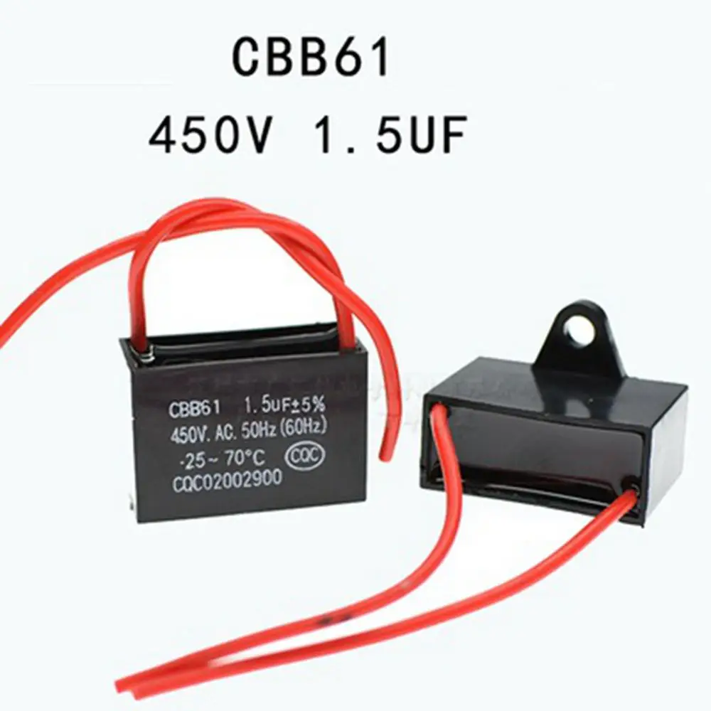 Конденсатор вентилятора запуска двигателя CBB61, 450 в, 1,5 мкФ, 1 шт. 450V 1.5uF 1.5mF