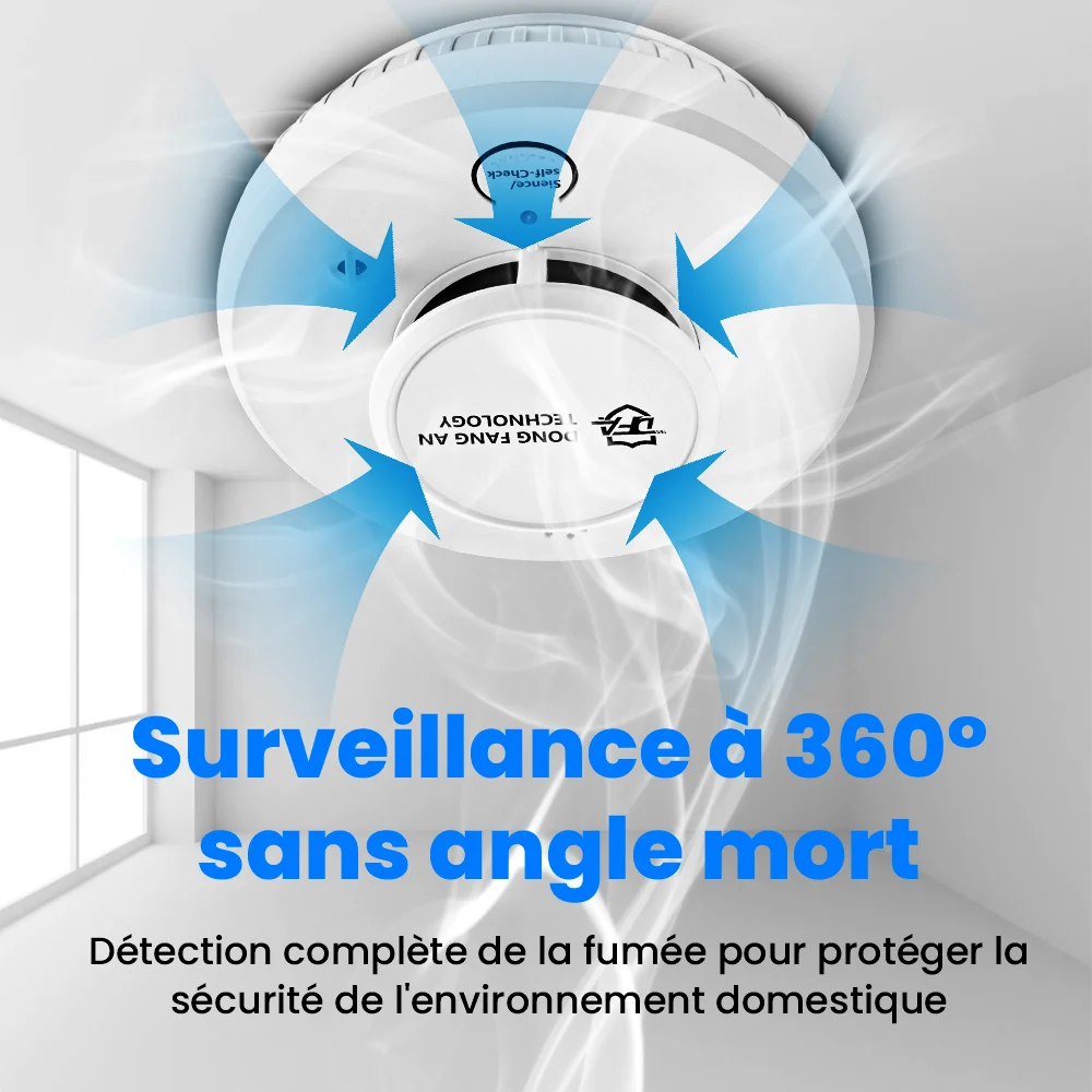 DFA Mini détecteurs de fumée 2 en 1 et détecteur de chaleur indicateur LED alarmes incendie avec détecteur de fumée photoélectrique avancé avec EN 50291