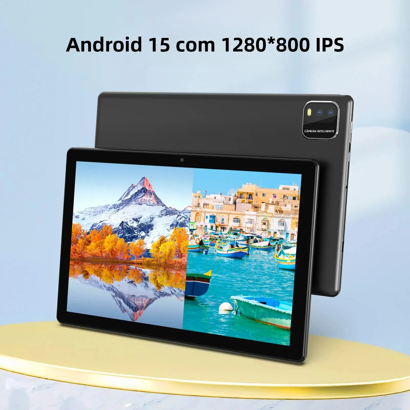 BAKEN Tablet Android 15 de 10 polegadas, processador quad-core, 12 GB (expansão 3 + 9) RAM + armazenamento de 64 GB, 5G WiFi, câmeras duplas 1280 * 800