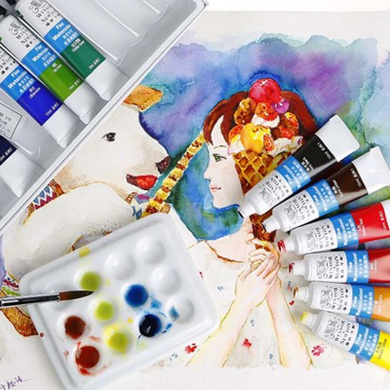 WINSOR & NEWTON Professionele Aquarel Verf Fijn Glad Hoge Kwaliteit 12/18/24/36 Kleuren 10ML voor Kunstenaar Student
