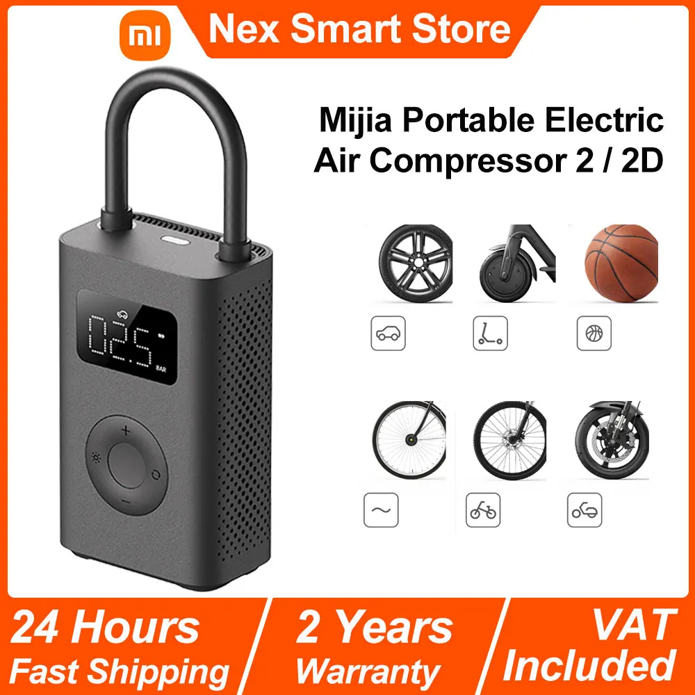 Nuevo 2025 Xiaomi Mijia bomba de aire 2/2D 25% velocidad Boost compresor de aire eléctrico portátil Treasure 150PSI tipo C inflador LED