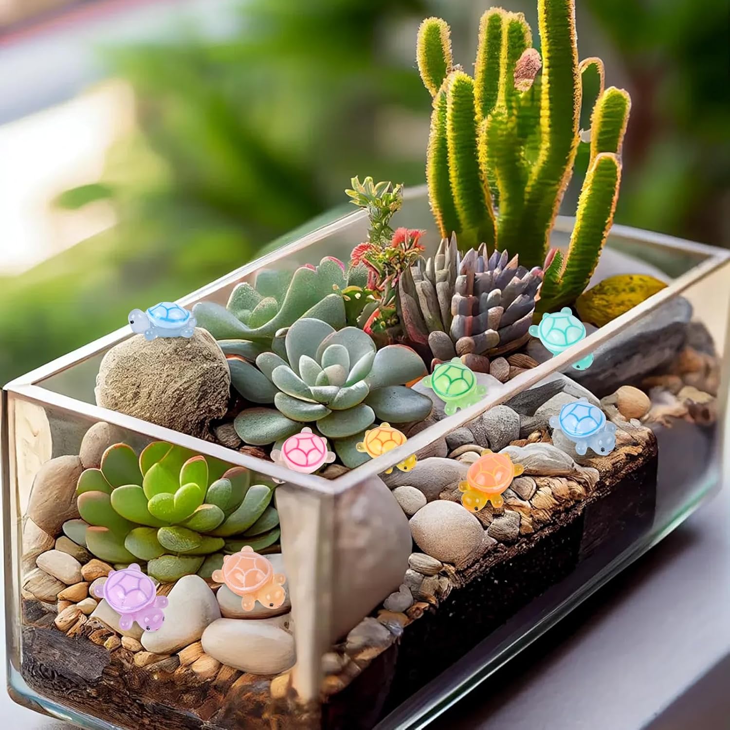 50/100 Pcs Cute Mini Luminous Turtle Ornaments Glowing in The Dark Miniatures Turtle Micro Landscape Kids Toys Home Decor Gift