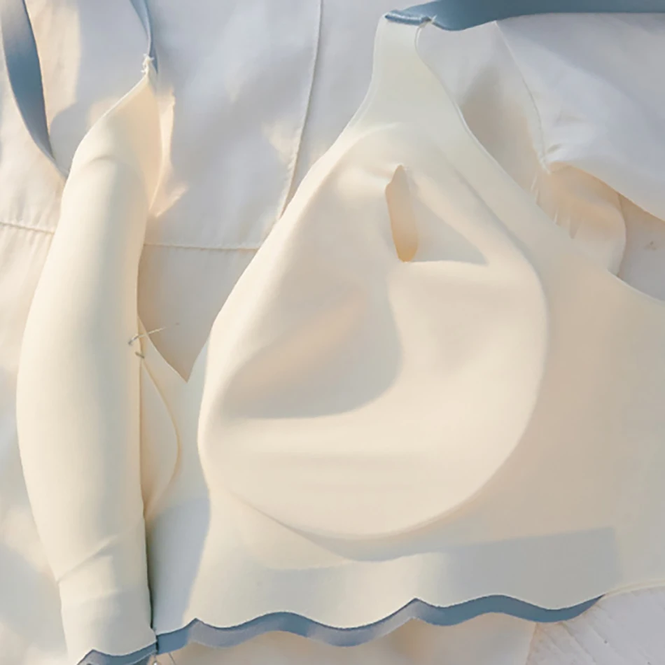 Moda meninas doce e adorável sutiã fino sem costura reunir e mostrar peito pequeno anti flacidez sem anéis de aço sutiã de meninas