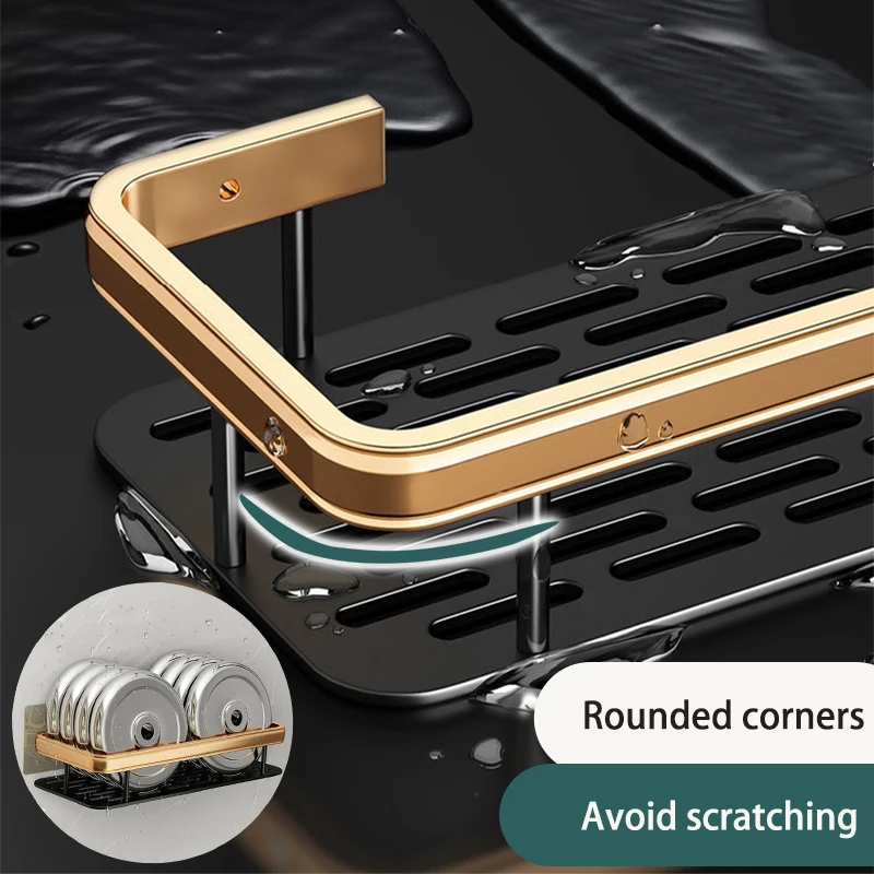 ห้องครัวห้องน้ําชั้นวางOrganizerอลูมิเนียมชั้นวางของอุปกรณ์เสริมแชมพูRack Multi-สถานการณ์ไม่มีเจาะชั้นวาง