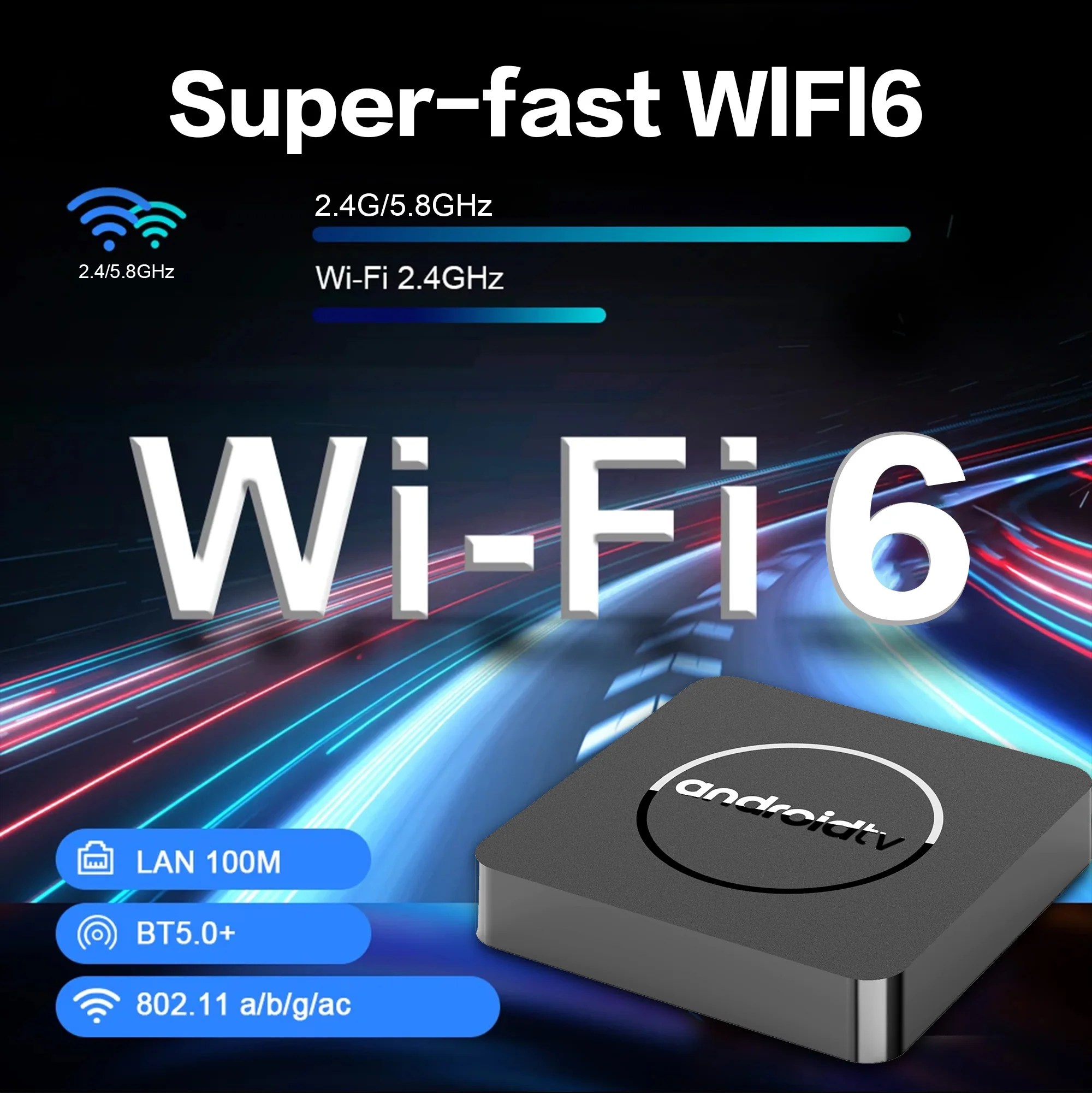 Mortal Global Versão Android 14 4K HDR Smart TV Box 2GB/16GB 5G Dual Wifi BT5.2 Assistente de Voz H313 Media Player Q1 ATV TV Box