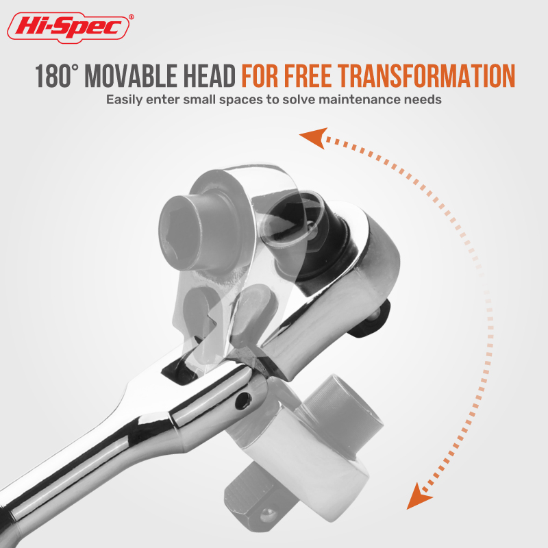 Hi-Spec 2-in-1 Mini Ratchet Wrench Movable Head Handle Double-Ended Socket Wrench Small Fly Torque Spanner Hand Repair Tools