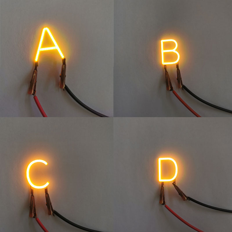 Filamento de letras en inglés, filamento LED COB, vela DC3V, diodos amarillos Edison, decoración de fiesta, accesorios de luz DIY