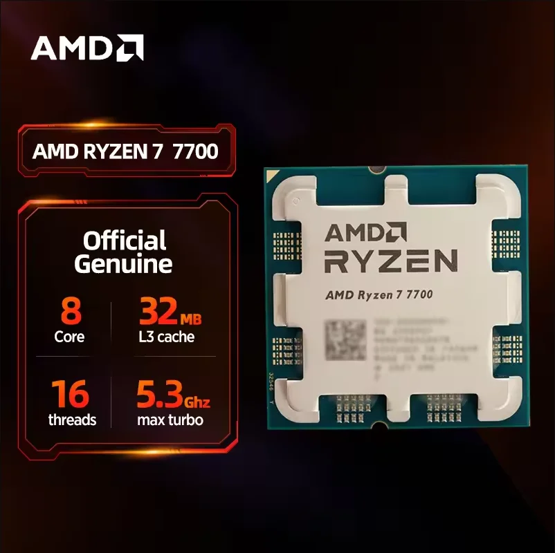 Procesador AMD Ryzen 7 7700 5,3 GHz 8 núcleos 16 hilos 40 MB de caché de juego 5NM TDP 65W AM5 CPU para juegos Socket