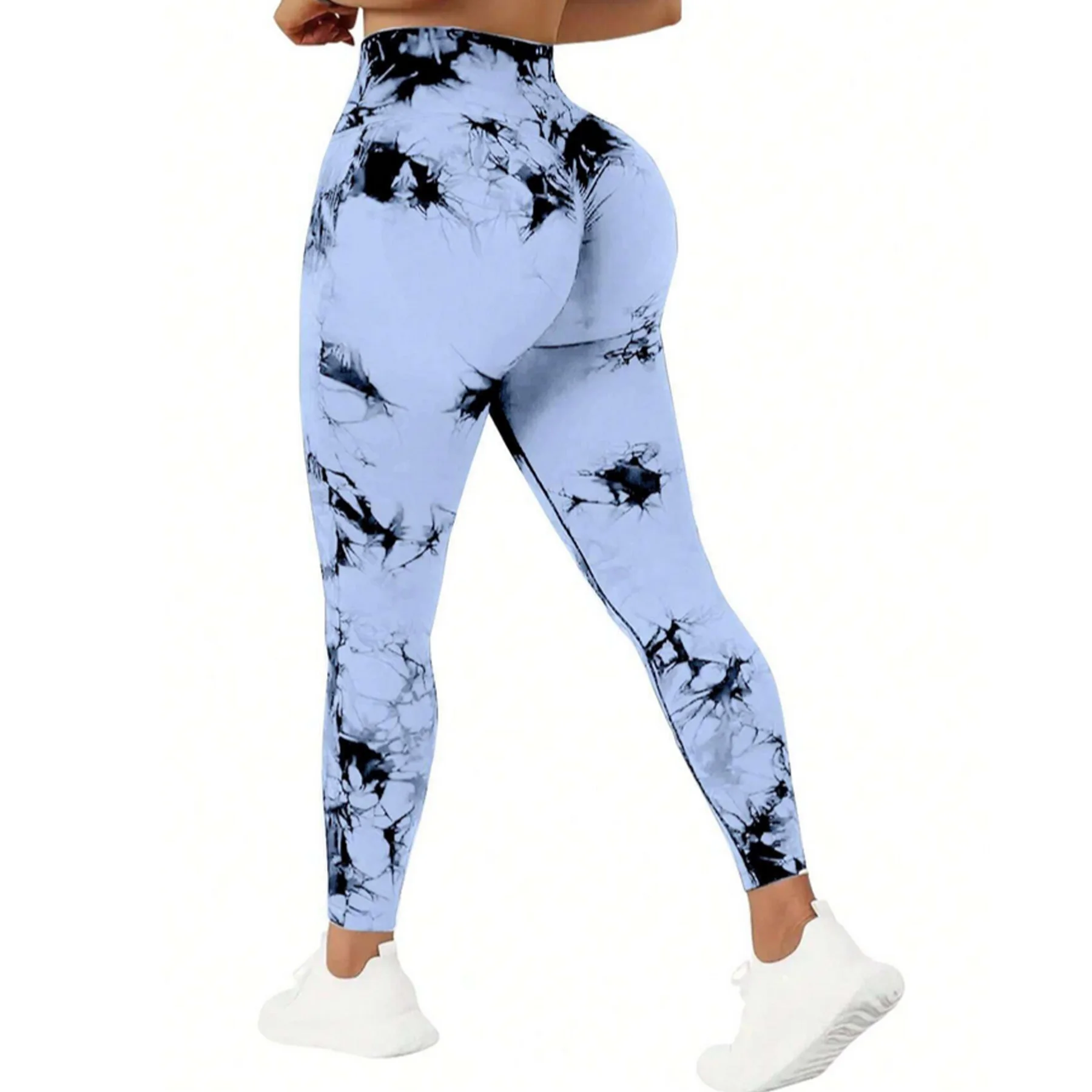 ผู้หญิงเซ็กซี่ยิมโยคะกางเกงขายาวเอวสูง Push Up Leggins Tie-dye Seamless ฟิตเนสออกกําลังกาย Leggins กีฬา Tights กางเกงวิ่ง