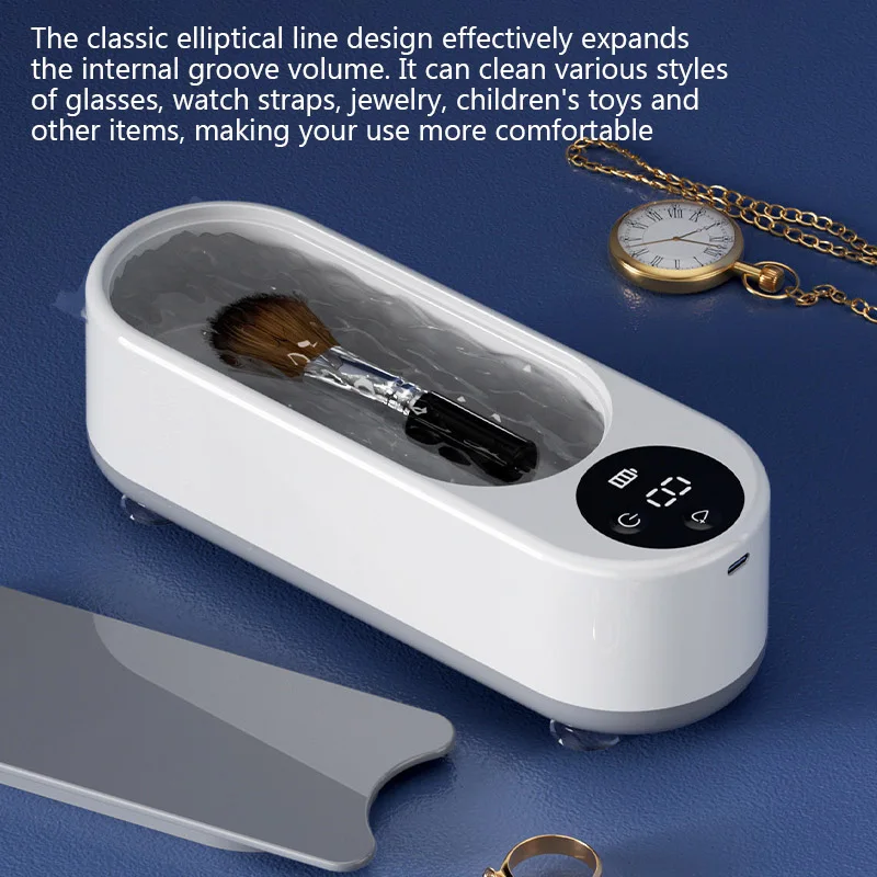Limpiador ultrasónico inalámbrico, máquina de limpieza de gafas, reloj, joyería, limpiador de tirantes, caja de limpieza por vibración, eliminación de manchas