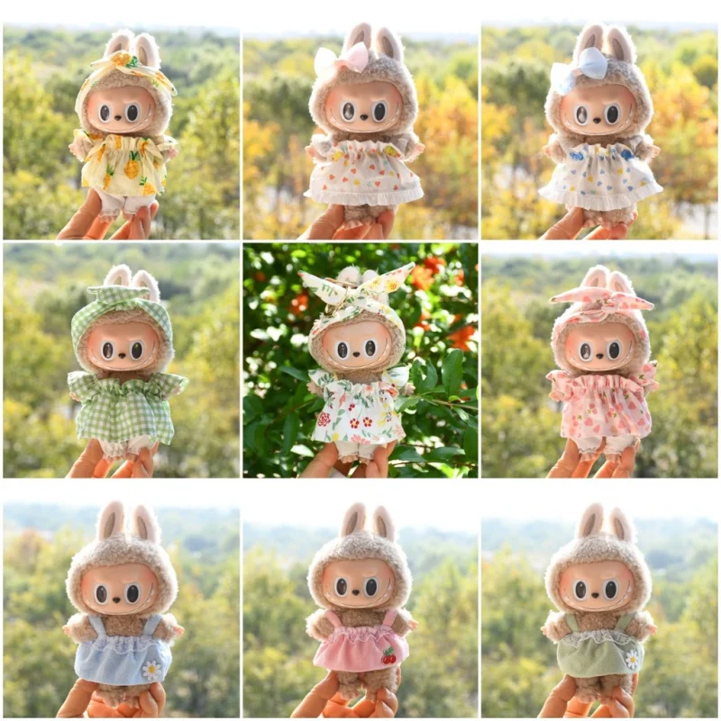 17cm labubu v1 roupas roupa vestido uniforme roupas labubu vinil pingente acessórios vestido de casamento presente da menina