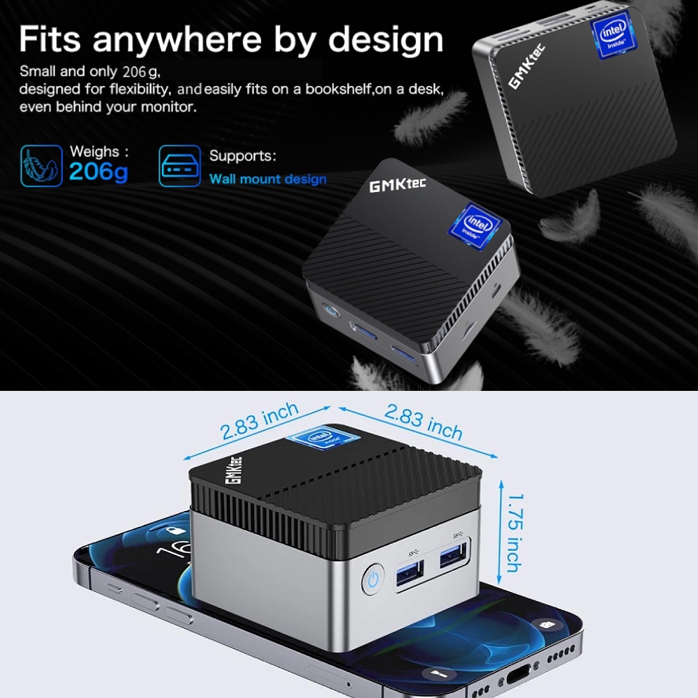 Gmktec kb5 mini pc intel celeron n5105 windows 11 pro 4k mini pc ddr4 8gb ram 128gb rom wifi5 bt4.2 trabalho de computador desktop