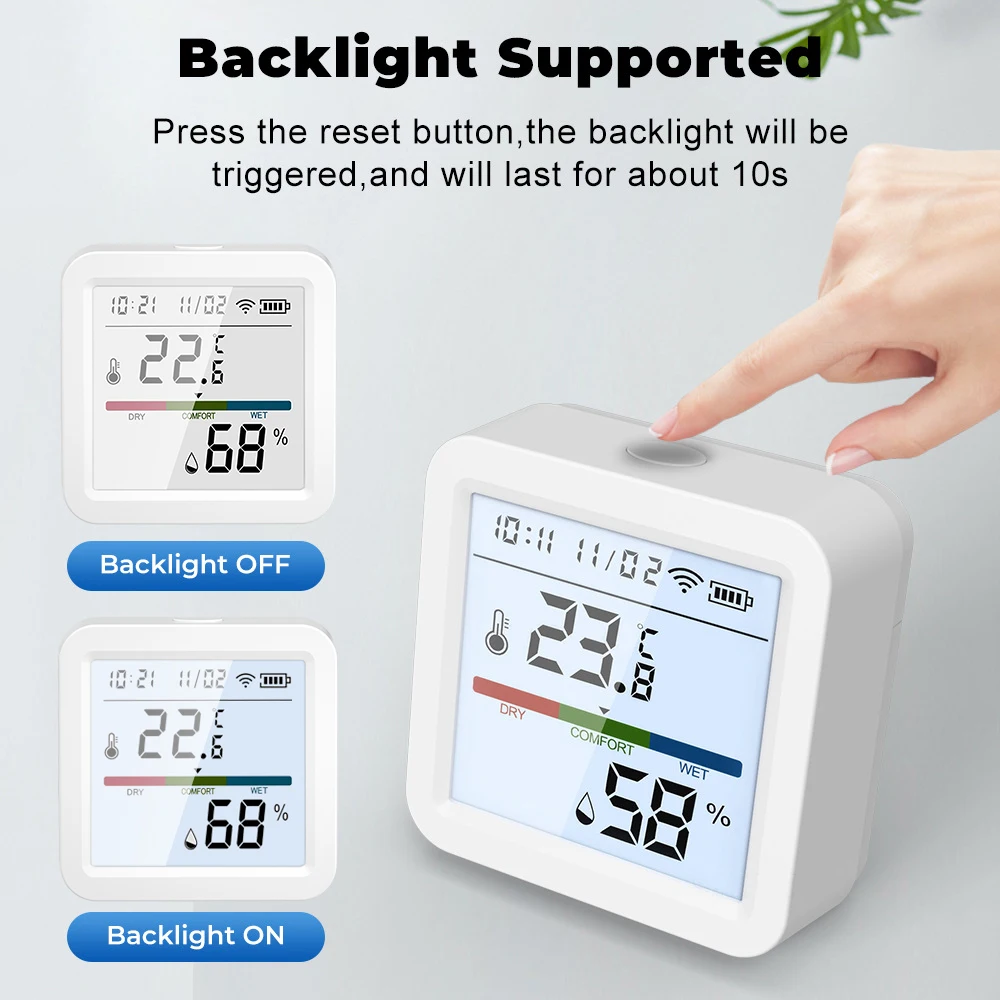 Capteur intelligent de température et d'humidité domestique Tuya ZigBee, avec rétro-éclairage LCD, fonctionne avec Google Assistant et besoin d'un Hub Tuya Zigbee