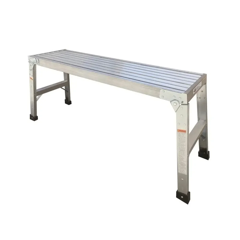 Aluminum Work Platform Ladder Bench 330lbs Load Capacity Foldable Portable Heavy Duty Outdoor Indoor Use Easy Assemble High