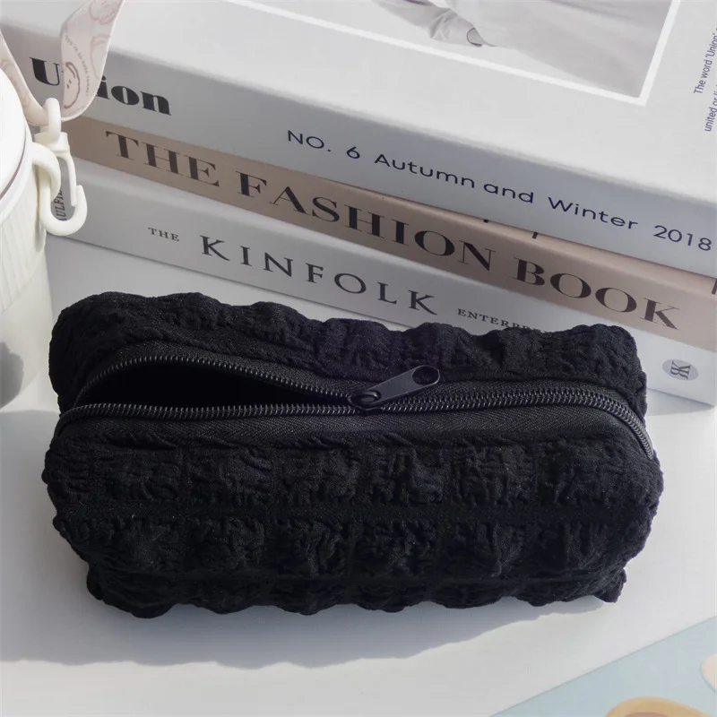 귀여운 퍼프 연필 케이스 가방 소녀 소년 Kawaii 편지지 가방 펜 파우치 상자 대용량 학생 다시 학교 용품