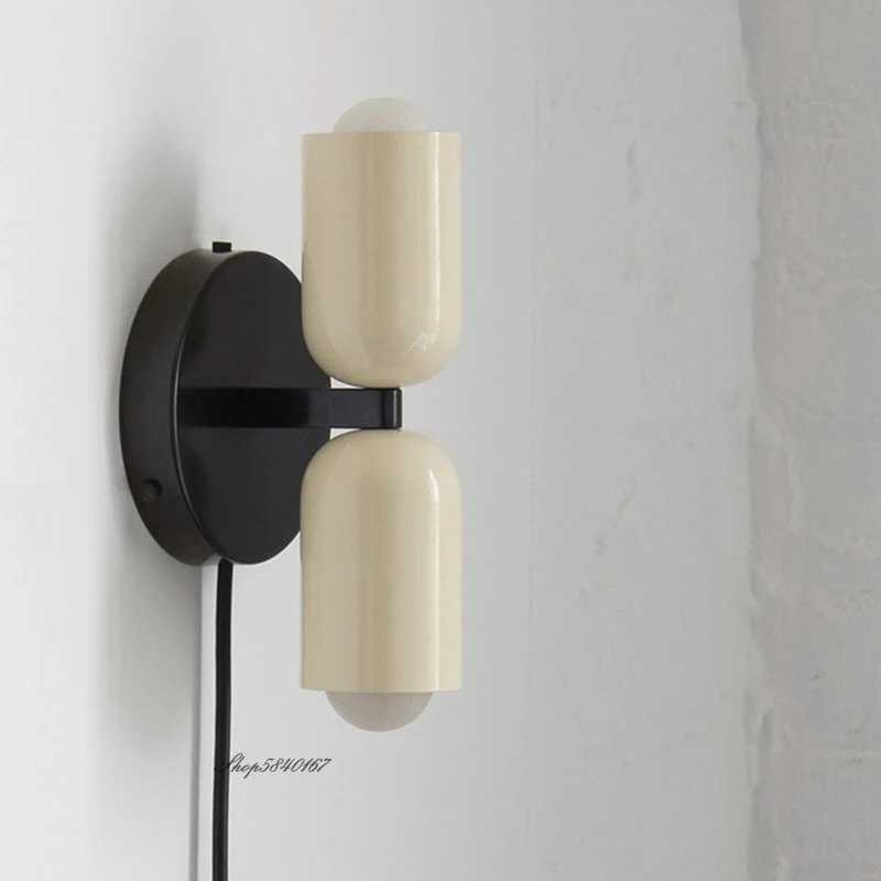 Modern Cream Style Wall Lamp Double Ended Bedroom Bedside Lamp Children's Room Study Art Lights Minimalist Creative Wall Sconce