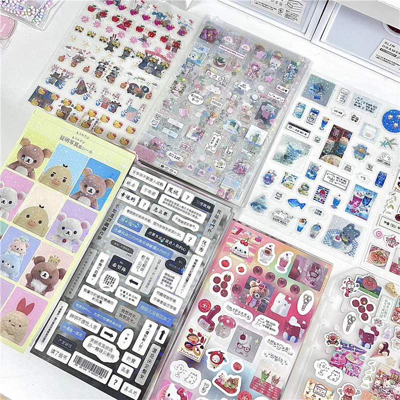 10 個かわいい日本のレトロ漫画レーザーグリッター PET ステッカーかわいい女の子スクラップブッキングジャーナル DIY デカール電話ケースカメラデコ