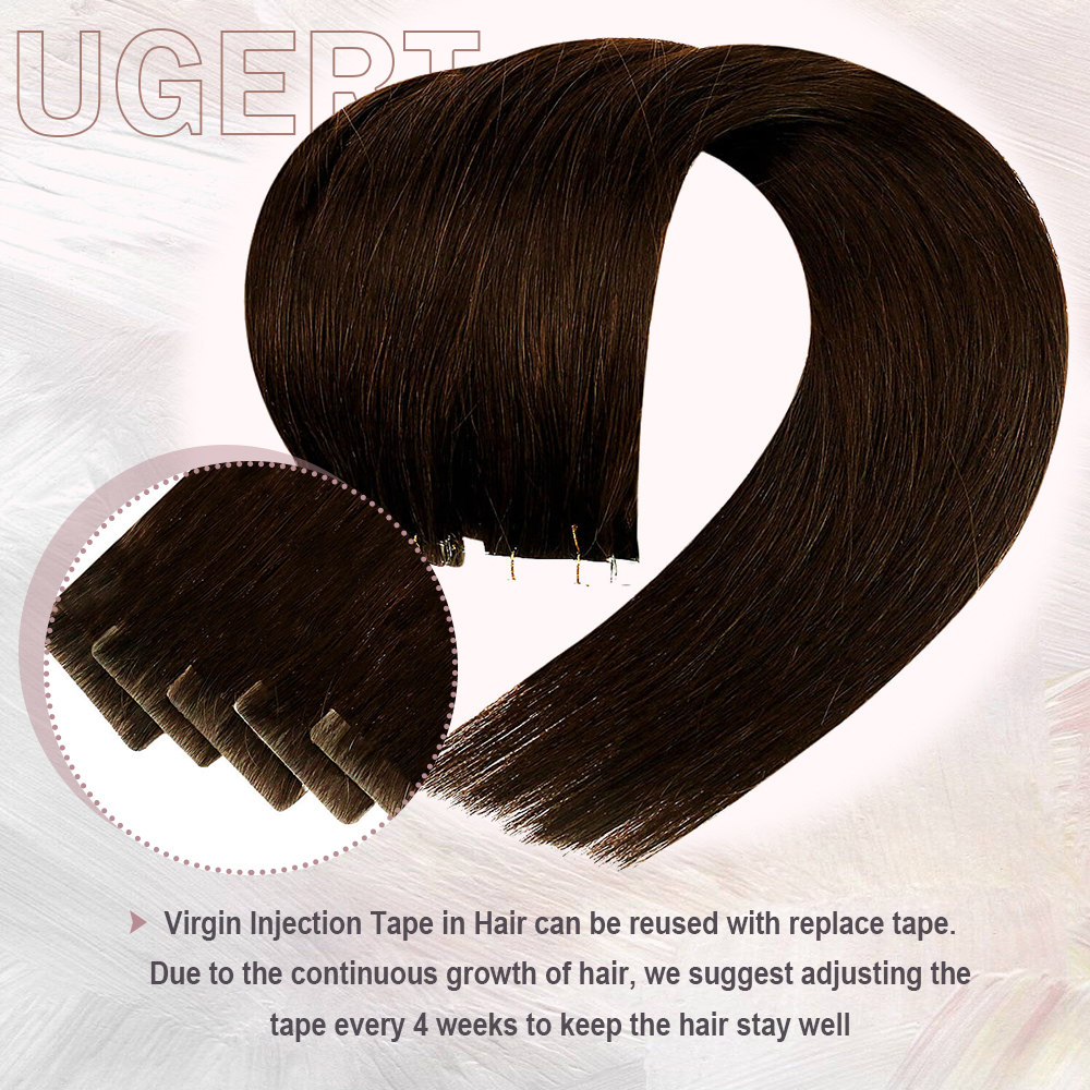 [12 meses] fita invisível ugeat em extensões de cabelo humano 10a grau sem costura trama da pele injeção fita virgem no cabelo 2.5 g/peças