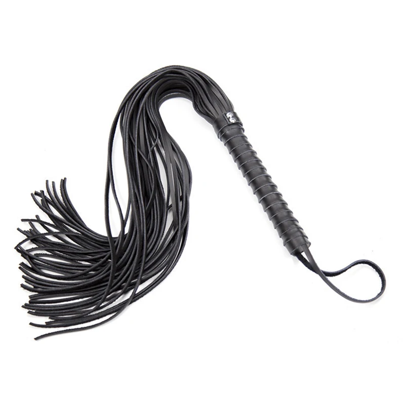 68cm mango de cuero genuino borlas látigo de caballo cultivo Flogger Paddle Slapper entrenamiento de caballos lanchas de doma