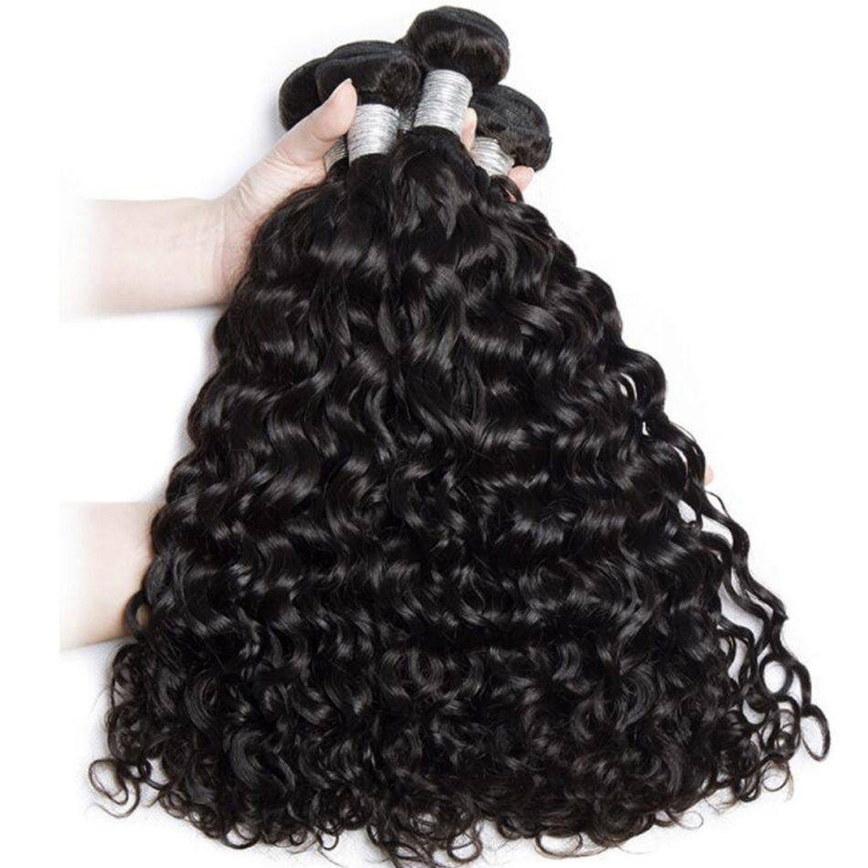 12A Water Wave มนุษย์ผม 100% ที่ยังไม่ได้ Virgin Hair ราคาถูกเปียกและหยักผม 3/4 Bundle Deal Peruvian Deep Wave ผม