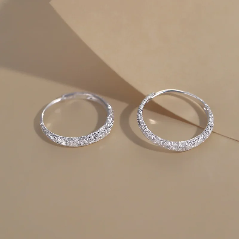925 Silver Needle Piercing Circle Charm Hoop Earring For Women Girls Party Wedding  Jewelry