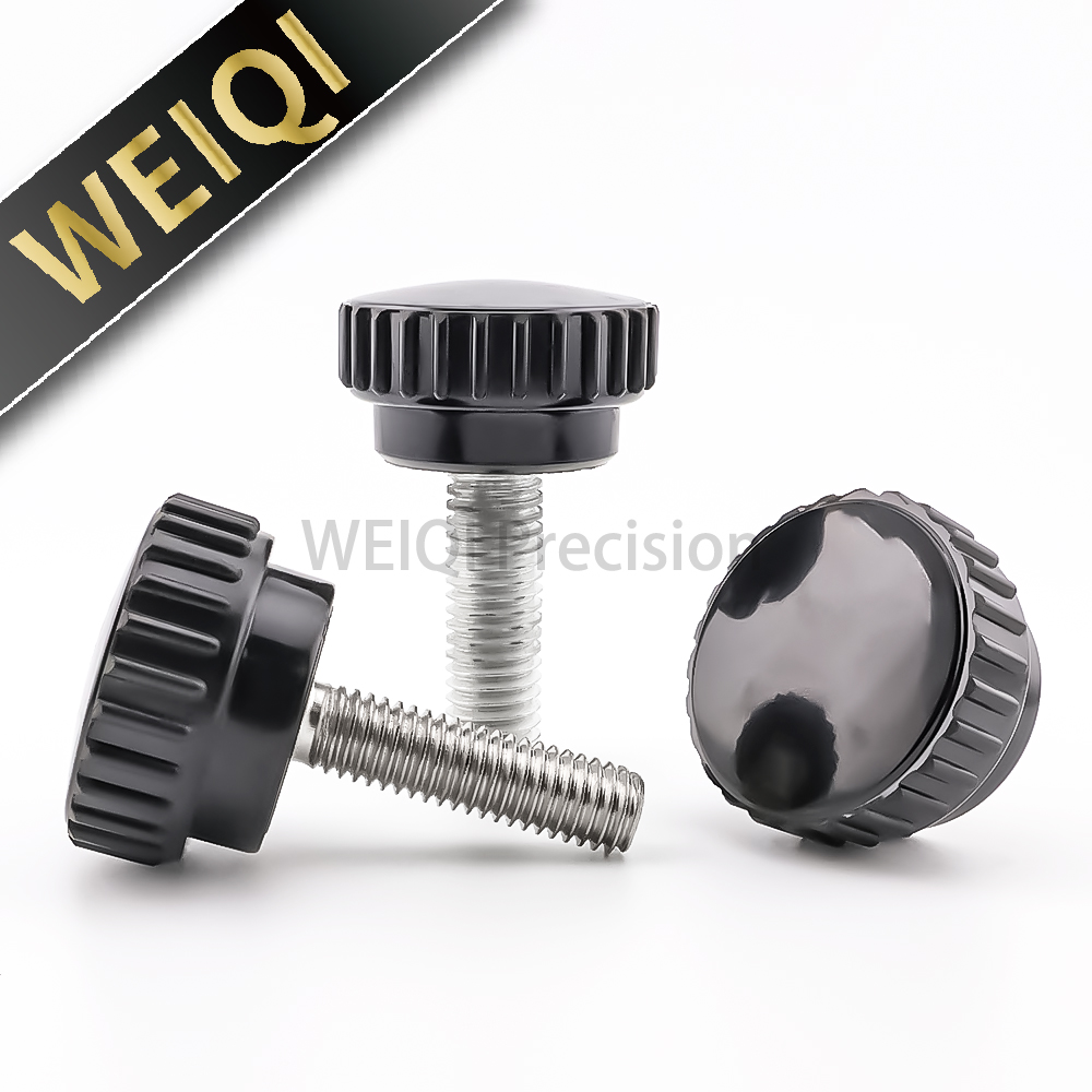 M4 M5 M6 M8 M10 M12 mango de agarre cabeza redonda moleteada mango recto VCN915 tornillo de pulgar mango de baquelita negro