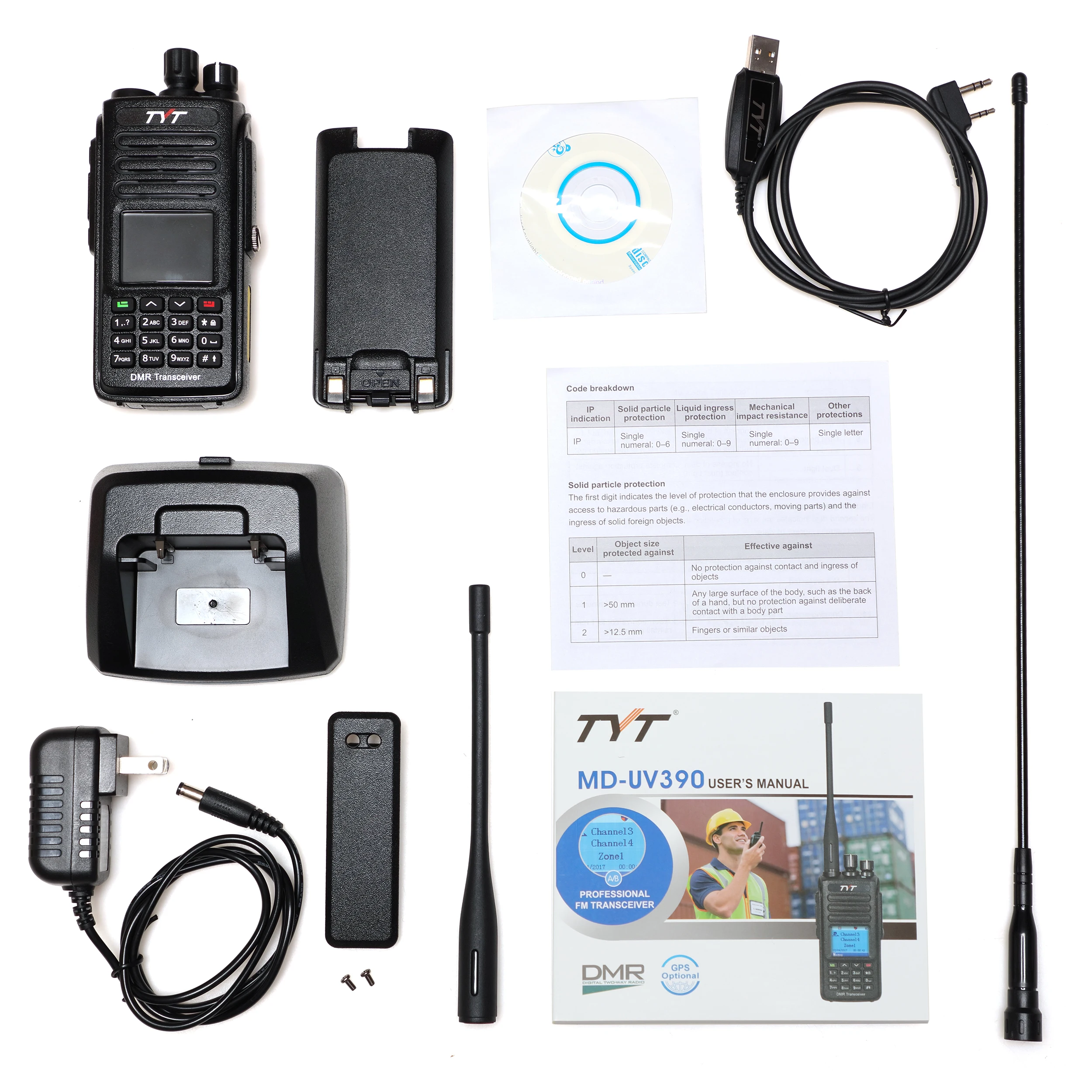 Tyt neue MD-UV390 10w ip67 wasserdicht uhf vhf dual band 3000ch dmr verschlüsse lung gps handheld radio digitales mobilfunk