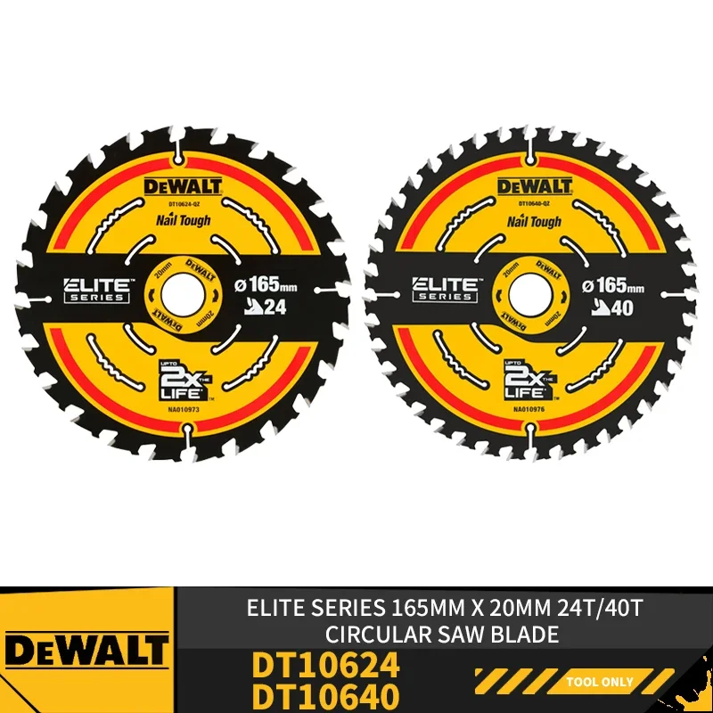 DEWALT DT10624 DT10640 165MM 20MM 24T/40T hoja de sierra Circular serie ELITE hoja de sierra Circular accesorios de herramientas eléctricas
