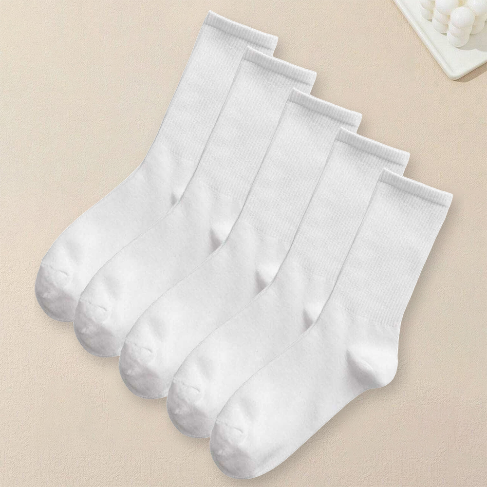 5 paia di calzini da donna in tinta unita Calzini semplici e versatili alla moda Calzini comodi e traspiranti resistenti agli odori antibatterici
