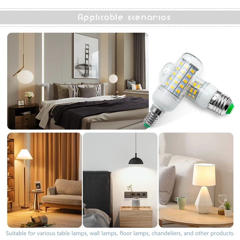 LED Bulb E27 E14 Led Candle Light Bulb AC 220V Lampada Table Corn Lamp Led 24 36 48 56 69 72leds Bombilla Chandelier Lighting