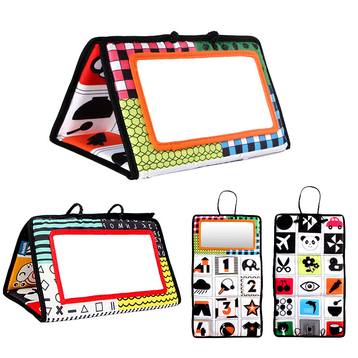 Black and White Newborn Mirror Toys Baby Tummy Time for Babies Montessori Development Crawl High Contrast Activity Sensory Toy