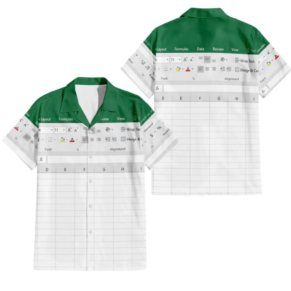 Herren Freizeithemd Spreadsheet Software Design Print Urlaubsstil Y2K Hombre Mode Kreatives Sommerhemd