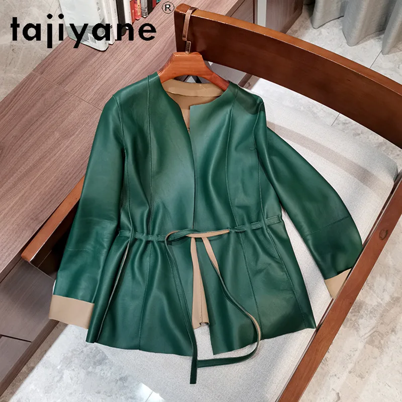 Tajiyane-女性の本革ジャケット、本物のシープスキンコート、高級カーディガンジャケット、秋の服、新しい、2024