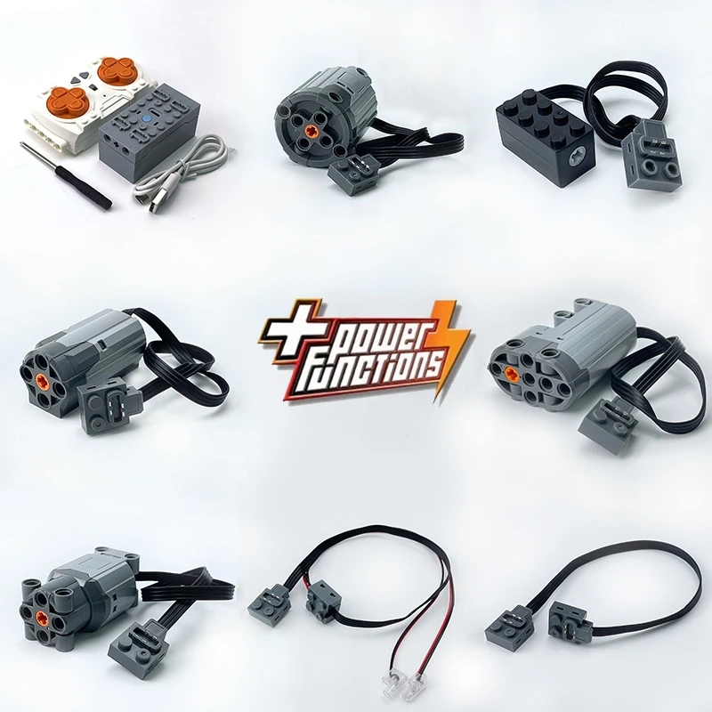 Peças técnicas moc funções de energia servo motor de controle remoto compatível 88003 88004 8882 8883 blocos de carro aceleram
