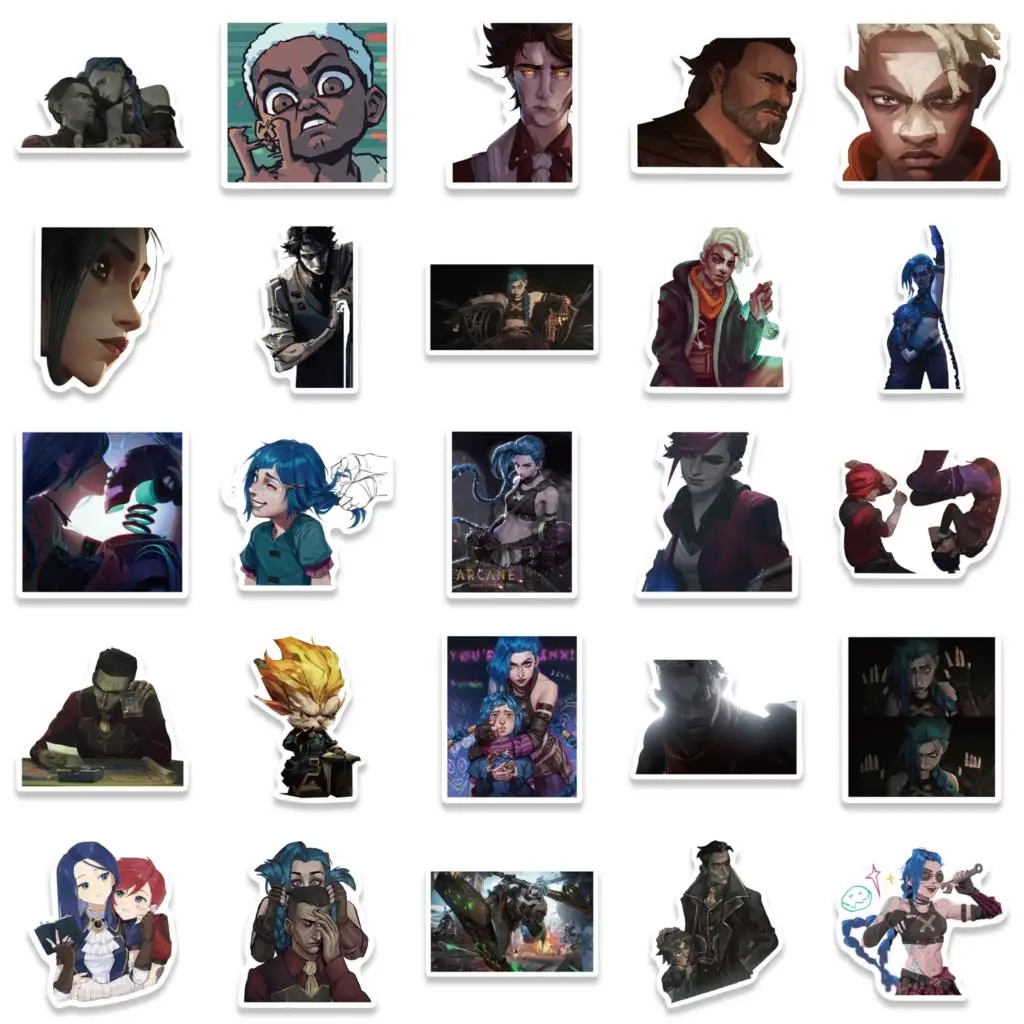 50PCS Cool การ์ตูนอะนิเมะ Arcane เกมสติกเกอร์สําหรับรถยนต์รถจักรยานยนต์ถ้วยน้ําของเล่นเด็กกระเป๋าเดินทางคอมพิวเตอร์สติกเกอร์