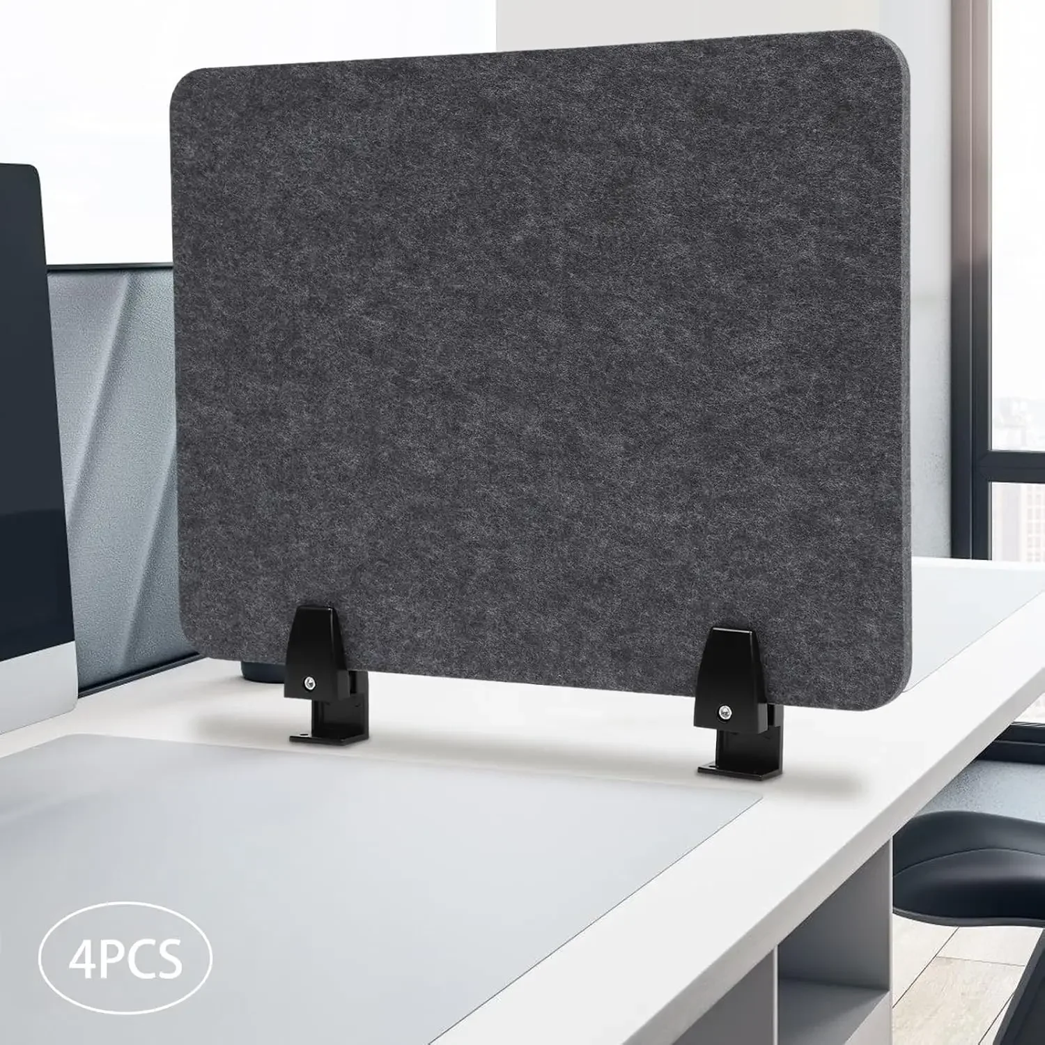 4x ReFocus Raw Clamp-On Acoustic Desk Divider Mounted Privacy Panel to Reduce Noise and Visual Distractions