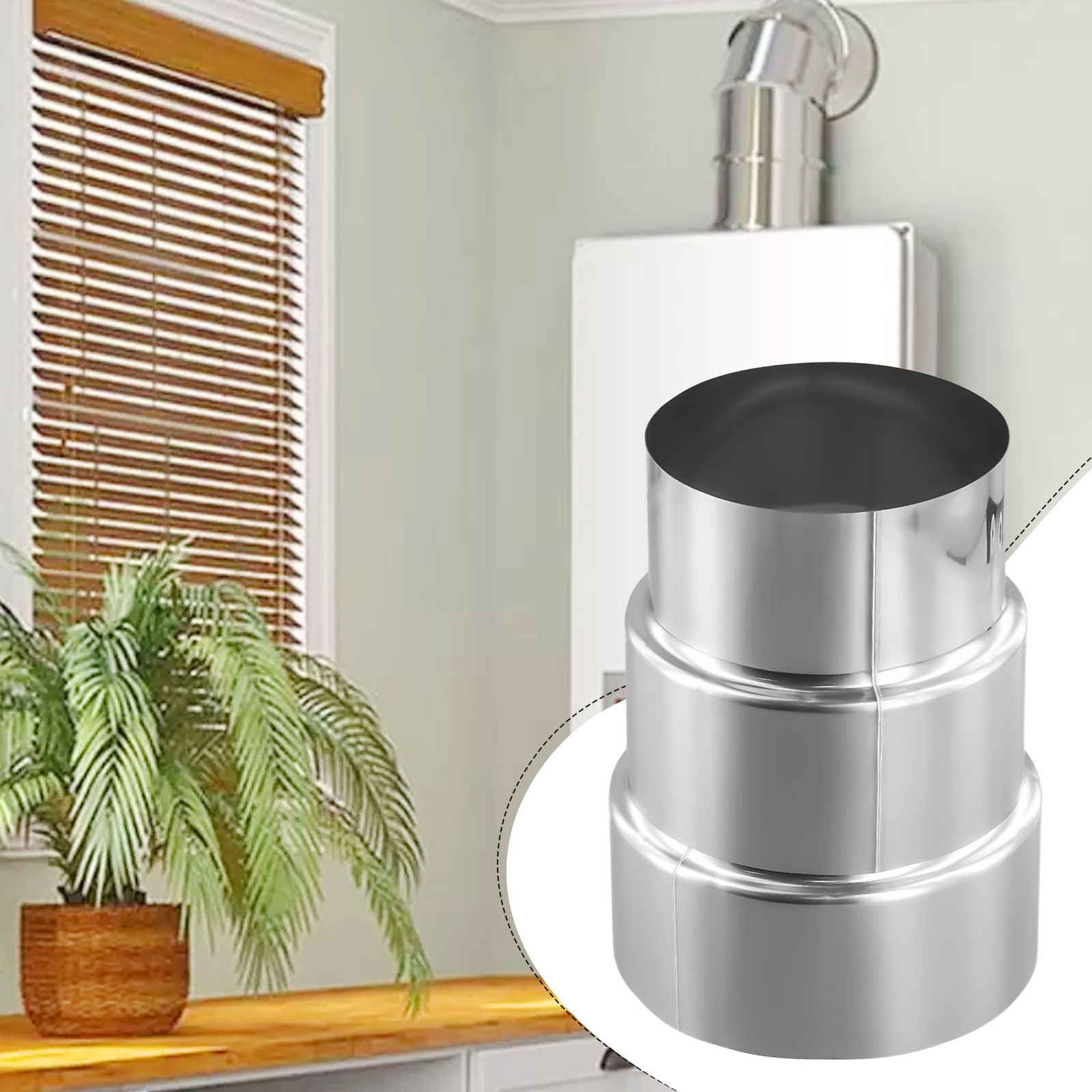 Edelstahl-Rockenauspuffrohr zur Reduzierung des Gelenks, Kaminadapter, Herdrohr, universelle Haushaltsbelüftung, mehrere Größen