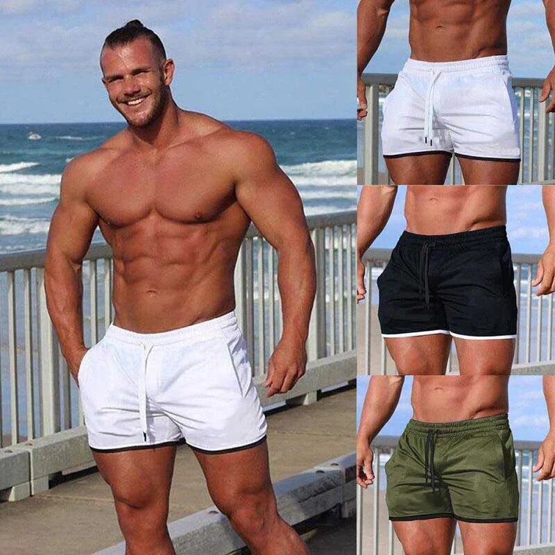 Pantalones cortos deportivos de verano para hombre, pantalones de playa para baloncesto y Fitness, pantalones cortos de entrenamiento de gimnasia transpirables de malla para culturismo, pantalones de chándal para hombre