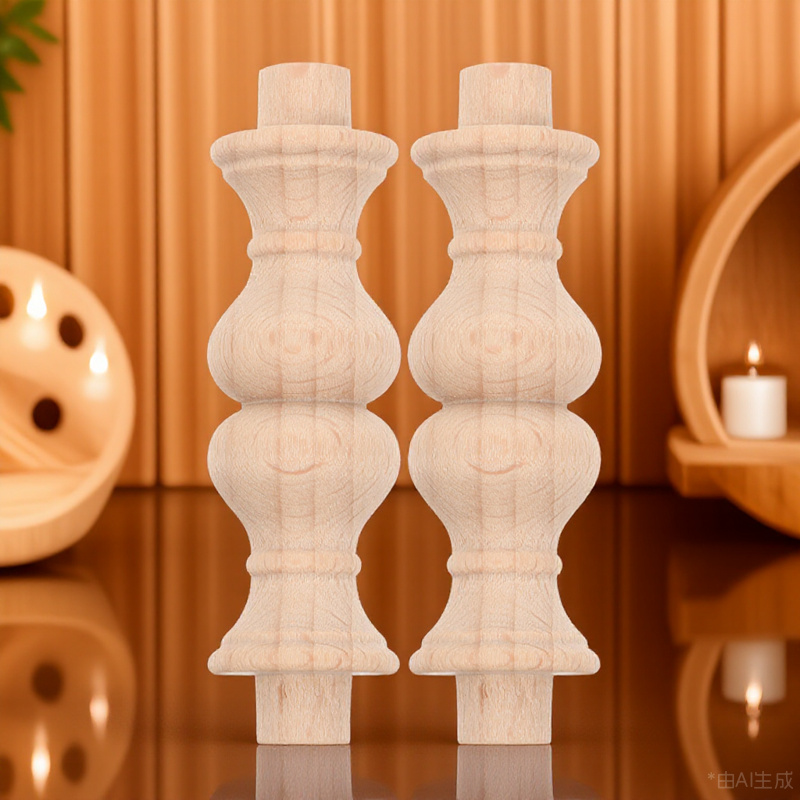 10Pcs Unpainted Solid Wood Mini Roman Pillars Baluster Posts for DIY Staircase Furniture Crafting Dollhouse Decoration
